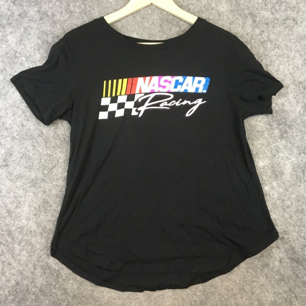 NASCAR T Shirt Womens XL 15 17 Short Sleeve Round Neck Slim Fit Black Racing